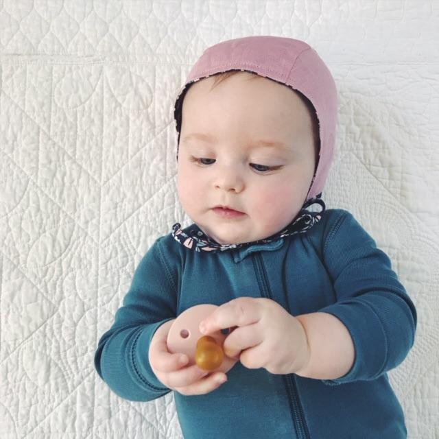 Navy Floral Bonnet