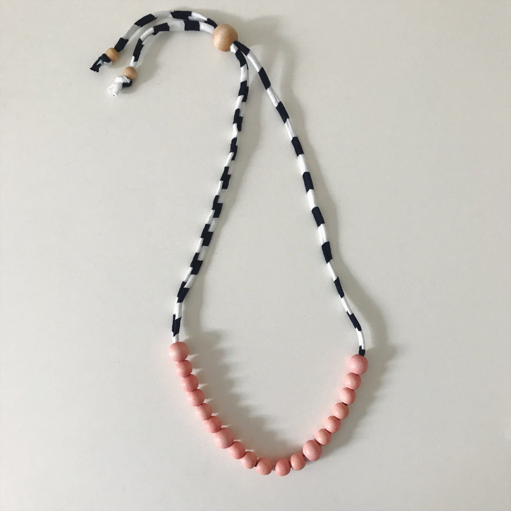 Peach Stripe Teething Necklace