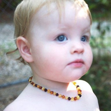Baltic Amber Teething Necklace for Babies, Black Color, Raw/Unpolished –  Amber Guru